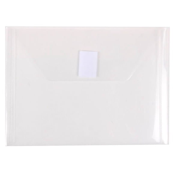 JAM Paper Plastic Envelopes with Hook & Loop Closure, Index, 5 1/2 x 7 1/2, Clear, 3/Pack