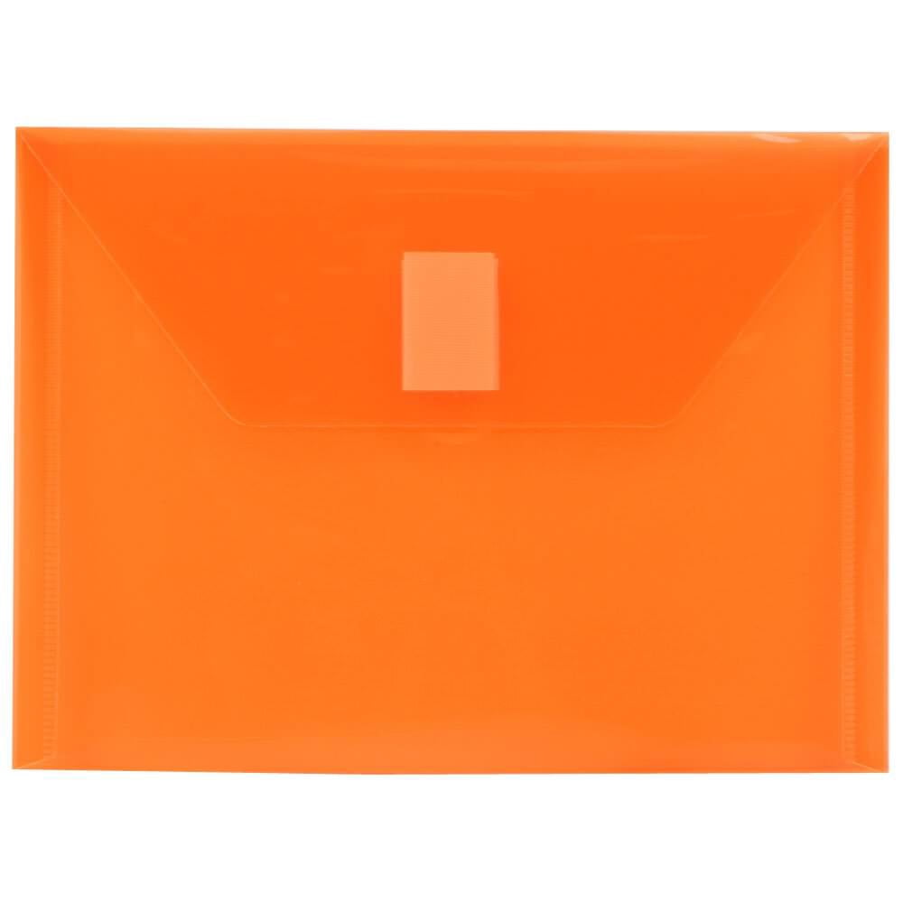 JAM Paper Plastic Envelopes with Hook & Loop Closure, Index, 5 1/2 x 7 1/2, Orange, 3/Pack