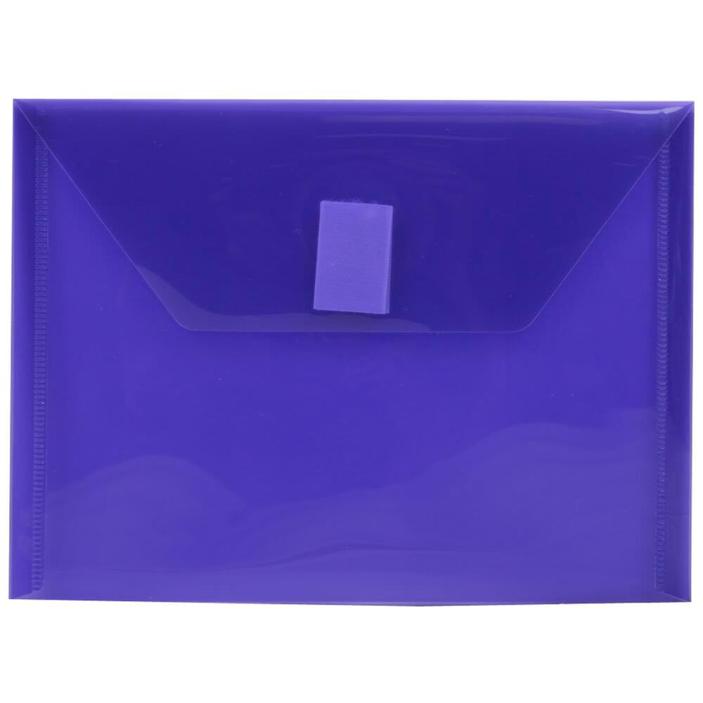 JAM Paper Plastic Envelopes with Hook & Loop Closure, Index, 5 1/2 x 7 1/2, Purple, 3/Pack