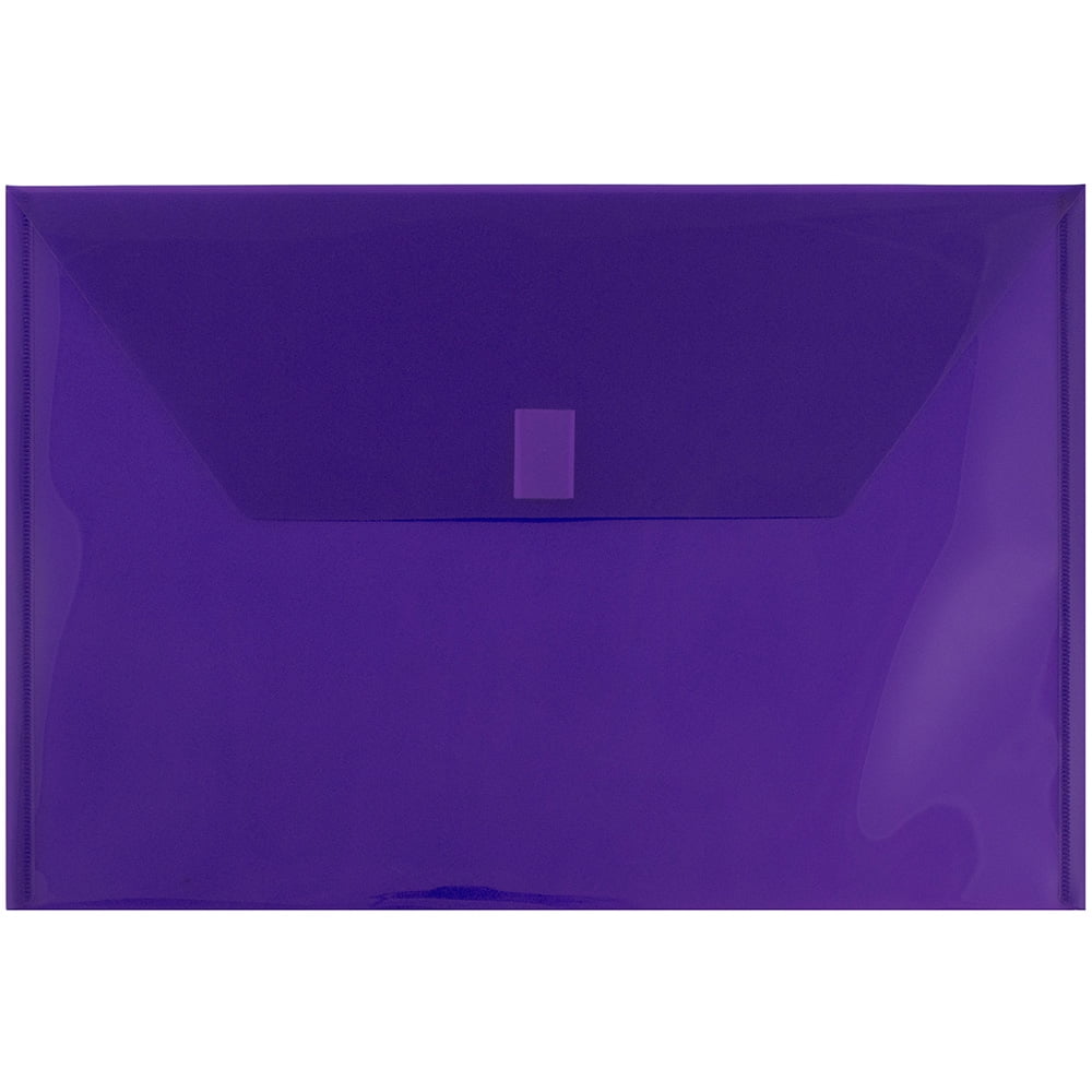 JAM Paper Plastic Envelopes with Hook & Loop Closure, Legal Booklet, 9 3/4 x 14 1/2, Purple, 3/Pack