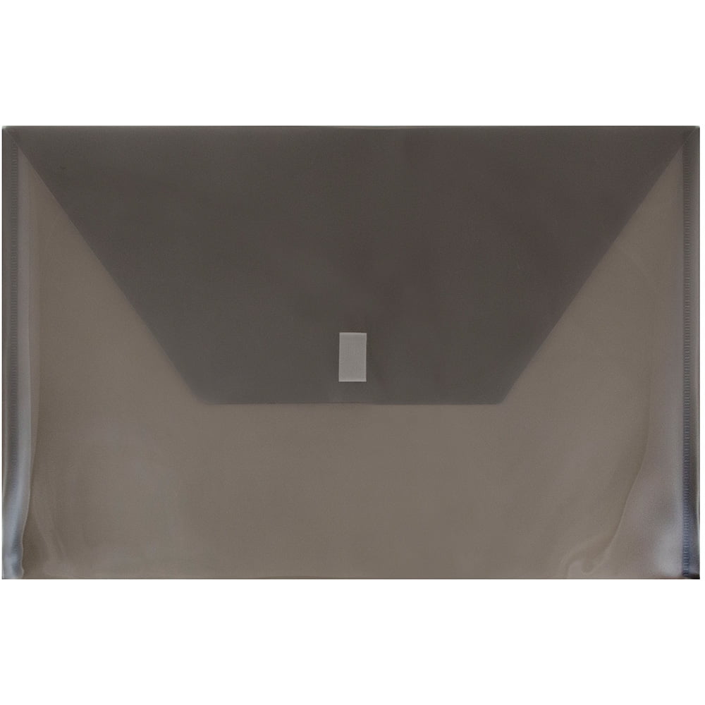 JAM Paper Plastic Envelopes with Hook & Loop Closure, Legal Booklet, 9 3/4 x 14 1/2, Smoke Gray, 3/Pack