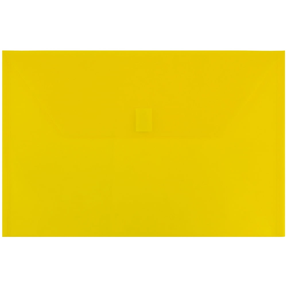 JAM Paper Plastic Envelopes with Hook & Loop Closure, Legal Booklet, 9 3/4 x 14 1/2, Yellow, 3/Pack