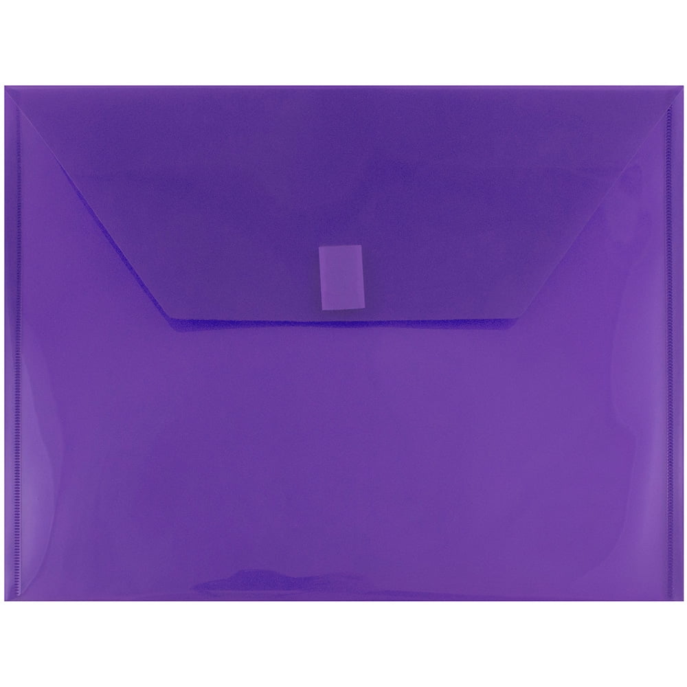 JAM Paper Plastic Envelopes with Hook & Loop Closure, Letter Booklet, 9 3/4 x 13, Purple, 3/Pack
