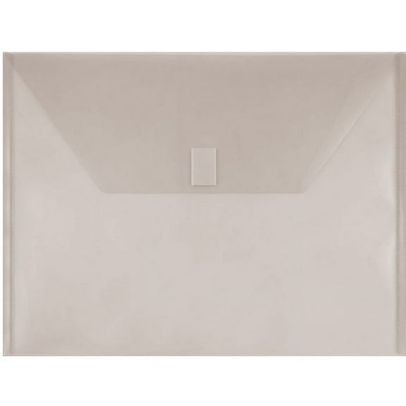 JAM Paper Plastic Envelopes with Hook & Loop Closure, Letter Booklet, 9 3/4 x 13, Smoke Gray, 3/Pack