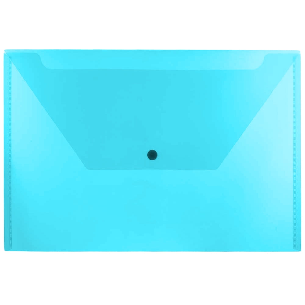 JAM Paper Plastic Envelopes with Snap Closure, Legal Booklet, 9 3/4 x 14 1/2, Blue, 3/Pack