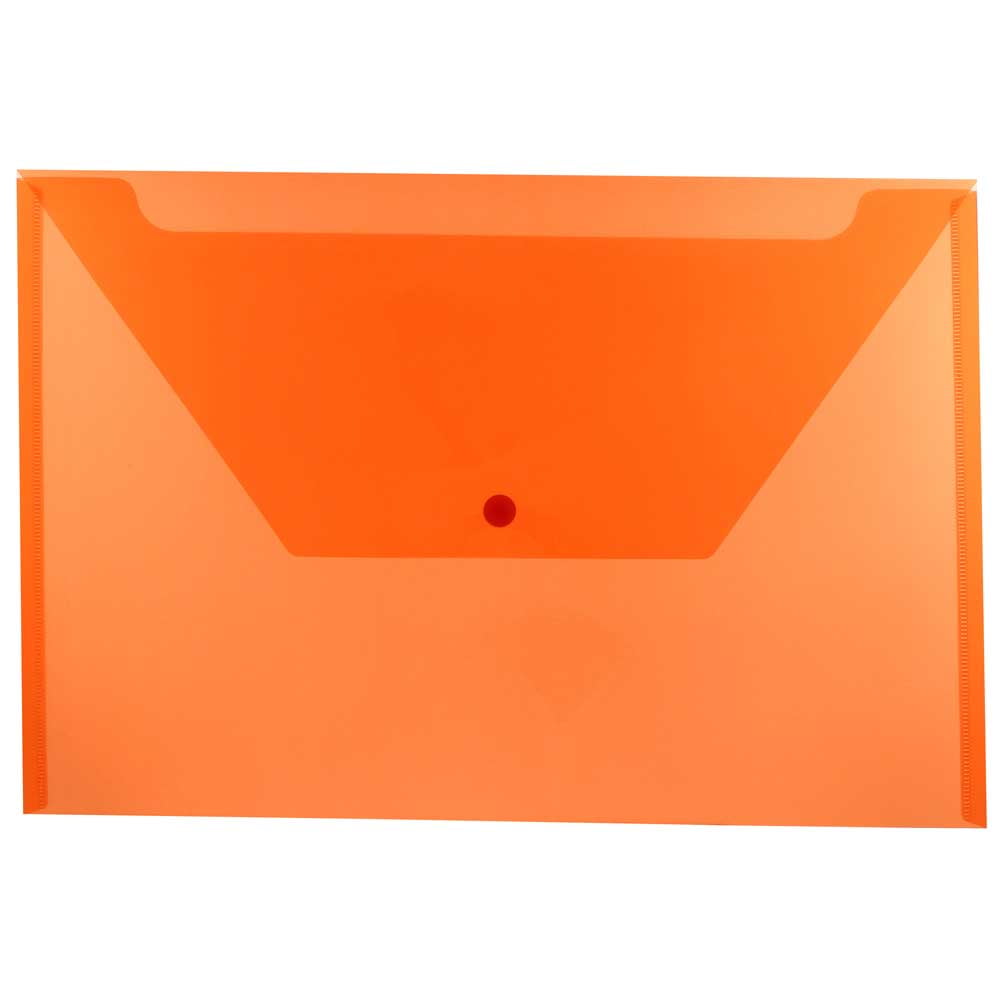 JAM Paper Plastic Envelopes with Snap Closure, Legal Booklet, 9 3/4 x 14 1/2, Orange, 3/Pack