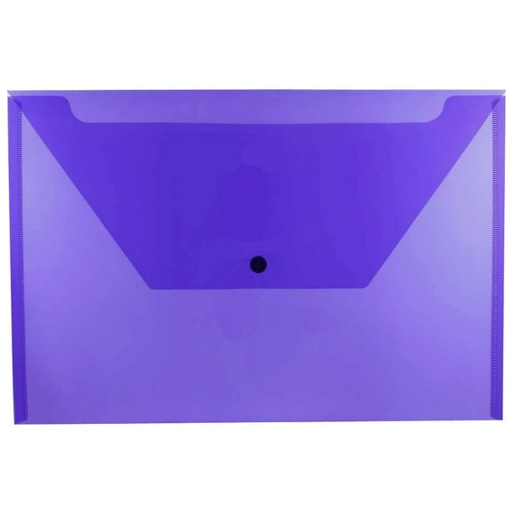 JAM Paper Plastic Envelopes with Snap Closure, Legal Booklet, 9 3/4 x 14 1/2, Purple, 3/Pack