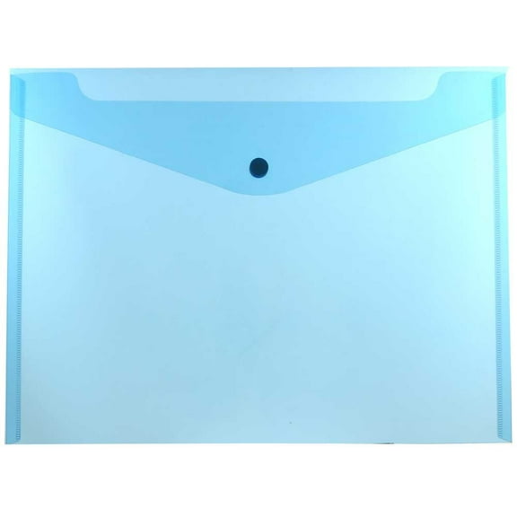 JAM Paper Plastic Envelopes with Snap Closure, Letter Booklet, 9 3/4 x 13, Blue, 3/Pack