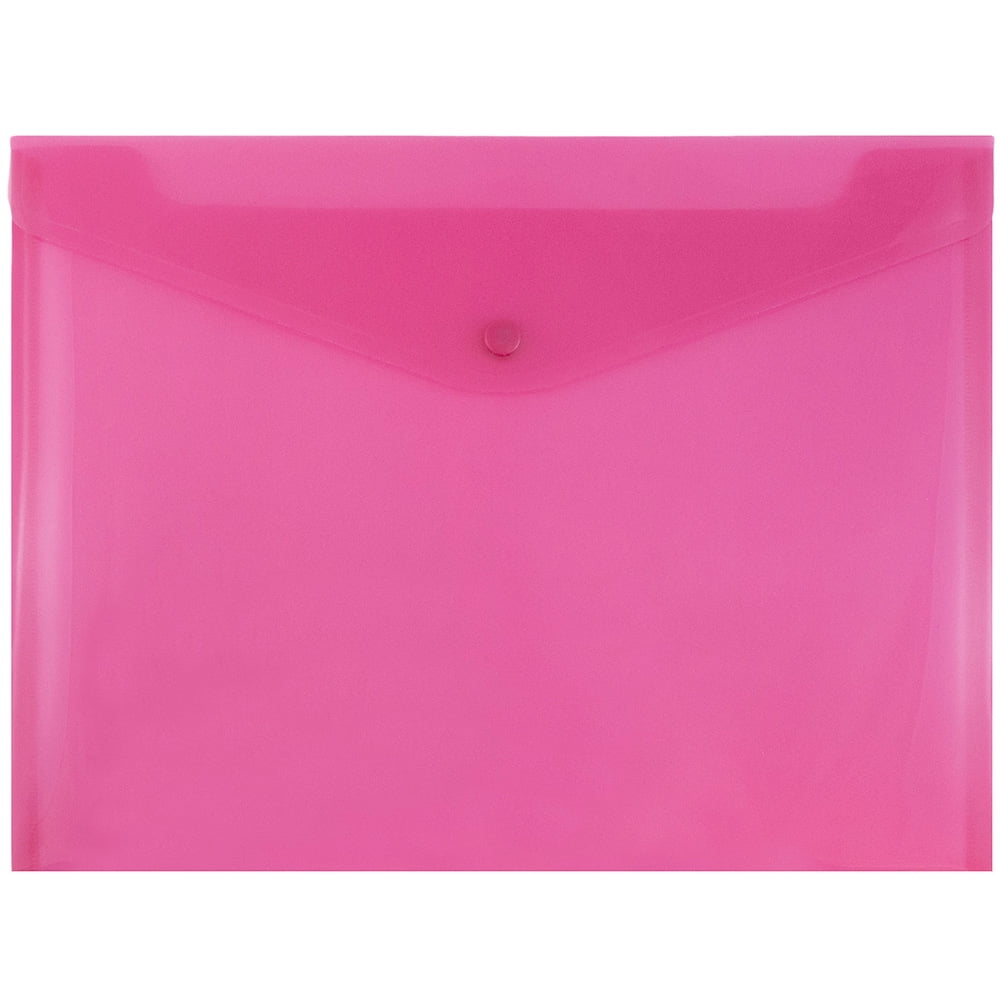 JAM Paper Plastic Envelopes with Snap Closure, Letter Booklet, 9 3/4 x 13, Fuchsia Pink, 3/Pack