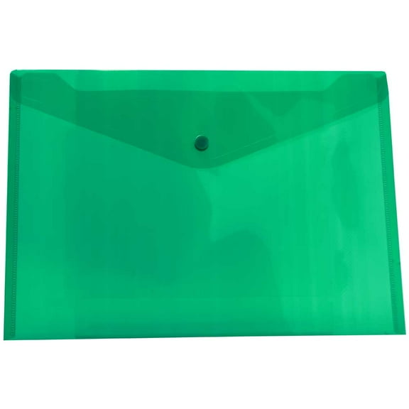 JAM Paper Plastic Envelopes with Snap Closure, Letter Booklet, 9 3/4 x 13, Green Grid, 3/Pack