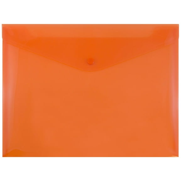 JAM Paper Plastic Envelopes with Snap Closure, Letter Booklet, 9 3/4 x 13, Orange, 3/Pack