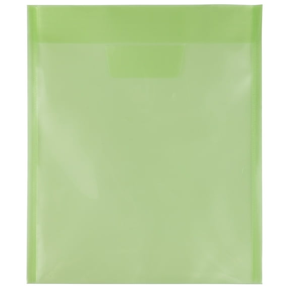 JAM Paper Plastic Envelopes with Tuck Flap Closure, Letter Open End, 9 7/8 x 11 3/4, Lime Green, 12 Per Pack