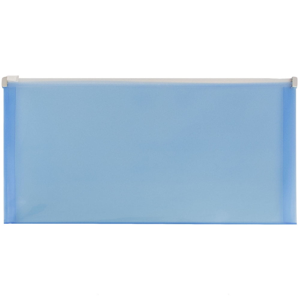 JAM Paper Plastic Envelopes with Zip Closure, #10 Booklet Wallet, 5 x 10, Blue, 3/pack