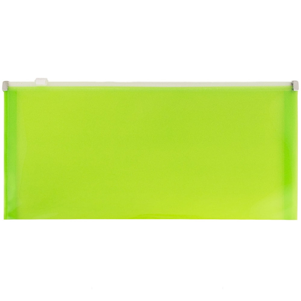 JAM Paper Plastic Envelopes with Zip Closure, #10 Booklet Wallet, 5 x 10, Lime Green, 3/pack