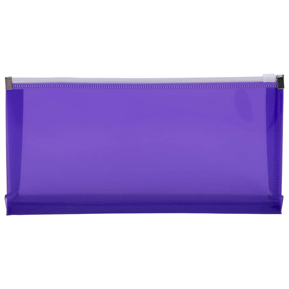 JAM Paper Plastic Envelopes with Zip Closure, #10 Booklet Wallet, 5 x 10, Purple, 3/pack