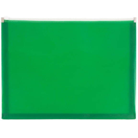 JAM Paper Plastic Envelopes with Zip Closure, Letter Booklet, 9 3/4 x 13, Green, 3/Pack