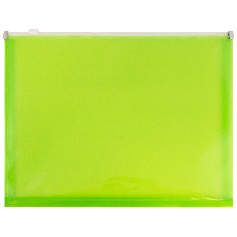 JAM Paper Plastic Envelopes with Zip Closure, Letter Booklet, 9 3/4 x 13, Lime Green, 3/Pack