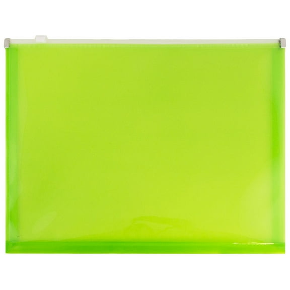 JAM Paper Plastic Envelopes with Zip Closure, Letter Booklet, 9 3/4 x 13, Lime Green, 3/Pack