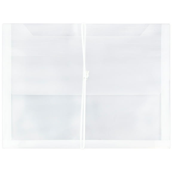 JAM Paper Plastic Expansion Envelopes, Elastic Band Closure, Letter Booklet, 9 3/4 x 13, 2.5 in Expansion, Clear, 3/Pack