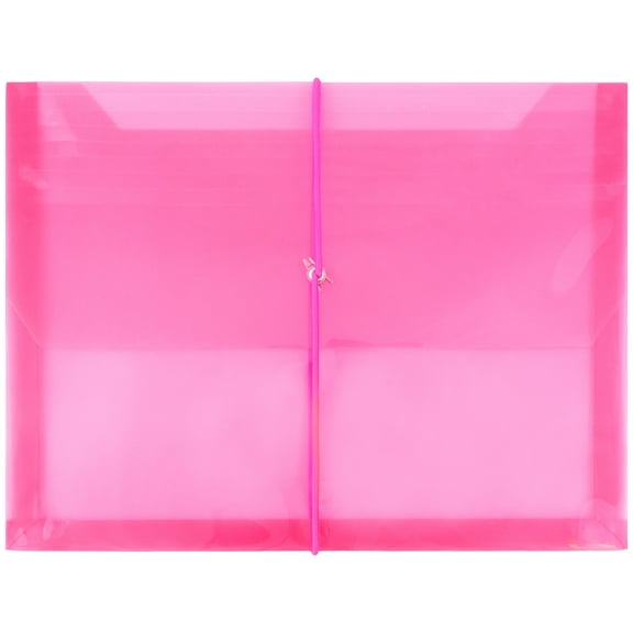 JAM Paper Plastic Expansion Envelopes, Elastic Band Closure, Letter Booklet, 9 3/4 x 13, 2.5 in Expansion, Pink, 3/Pack
