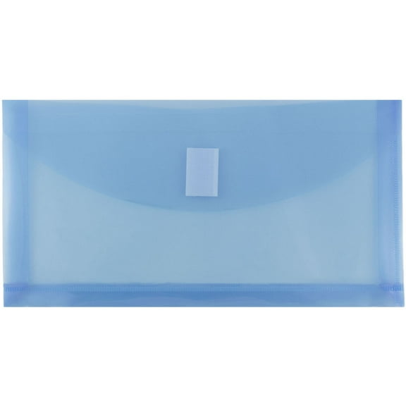 JAM Paper Plastic Expansion Envelopes, Hook & Loop Closure, #10 Booklet Wallet, 5 1/4 x 10, 1 in Expansion, Blue, 3/Pack