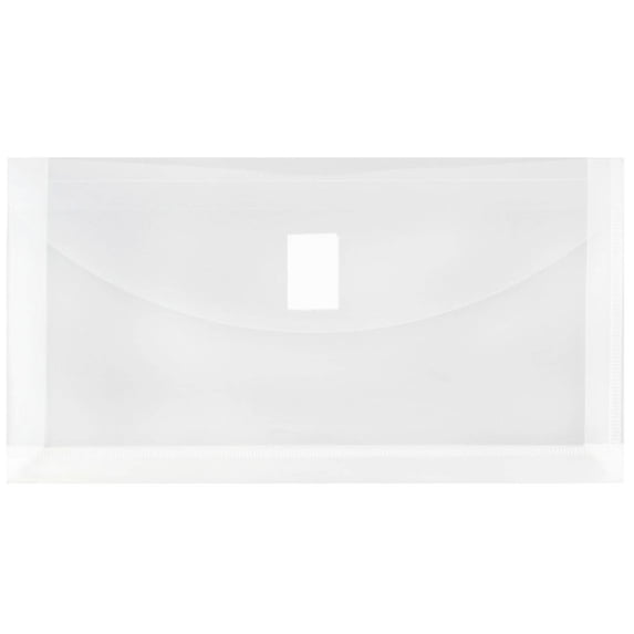 JAM Paper Plastic Expansion Envelopes, Hook & Loop Closure, #10 Booklet Wallet, 5 1/4 x 10, 1 in Expansion, Clear, 3/Pack