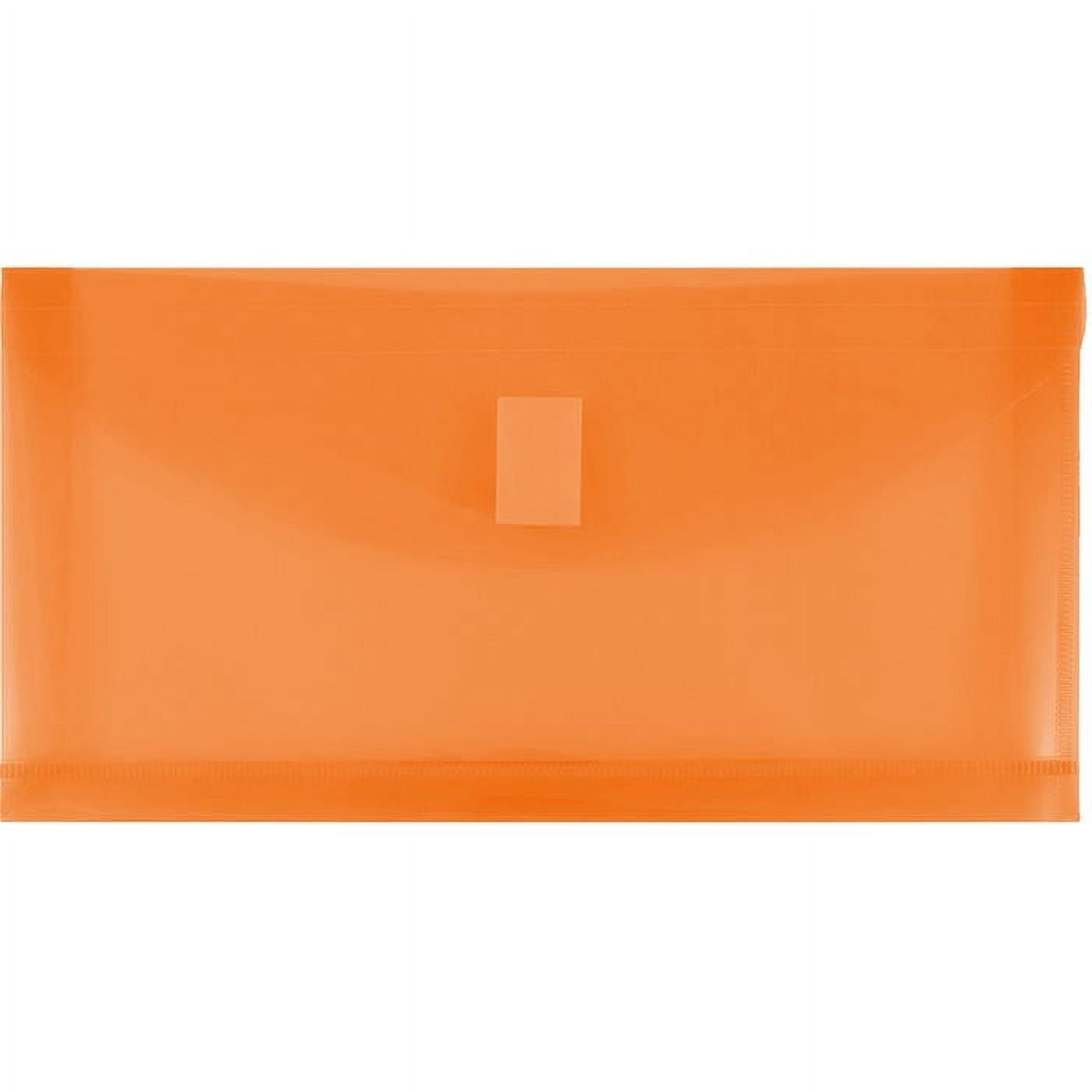 JAM Paper Plastic Expansion Envelopes, Hook & Loop Closure, #10 Booklet Wallet, 5 1/4 x 10, 1 in Expansion, Orange, 3/Pack