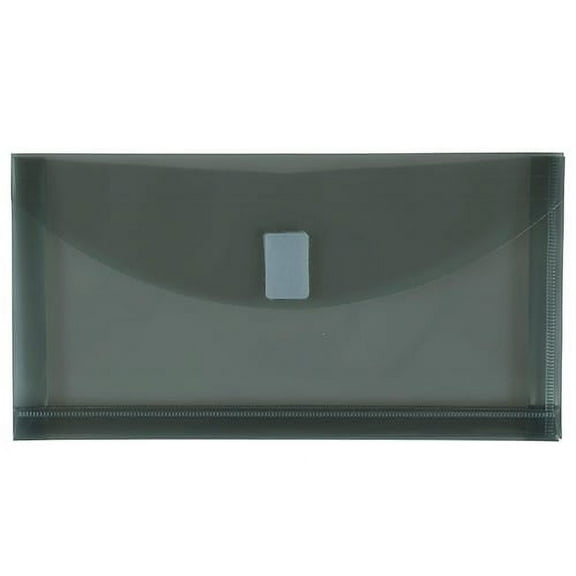 JAM Paper Plastic Expansion Envelopes, Hook & Loop Closure, #10 Booklet Wallet, 5 1/4 x 10, 1 in Expansion, Smoke Gray, 3/Pack