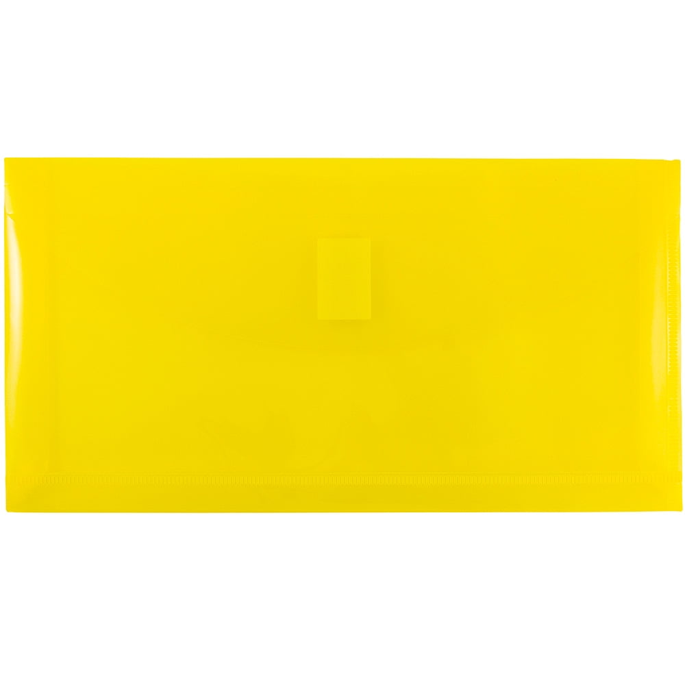 JAM Paper Plastic Expansion Envelopes, Hook & Loop Closure, #10 Booklet Wallet, 5 1/4 x 10, 1 in Expansion, Yellow, 3/Pack