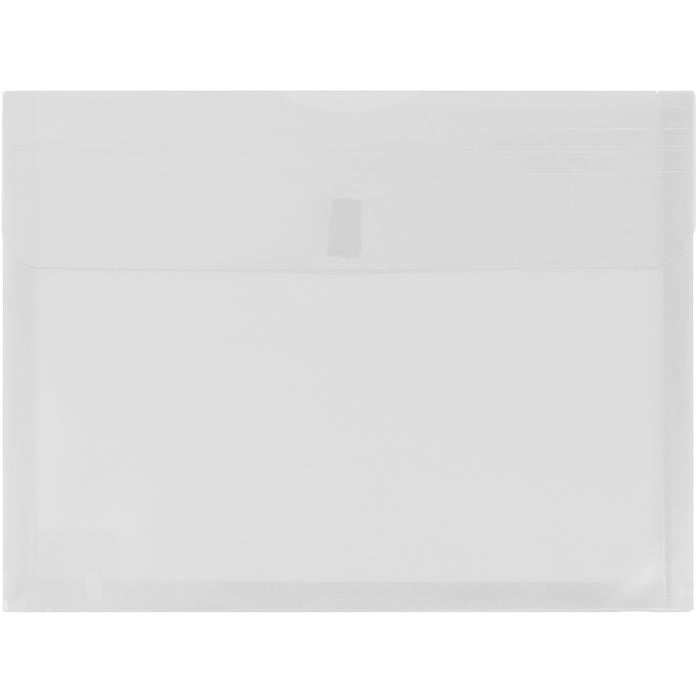 JAM Paper Plastic Expansion Envelopes, Hook & Loop, Letter Booklet, 9 3/4 x 13, 1 in Expansion, Clear, 3/Pack
