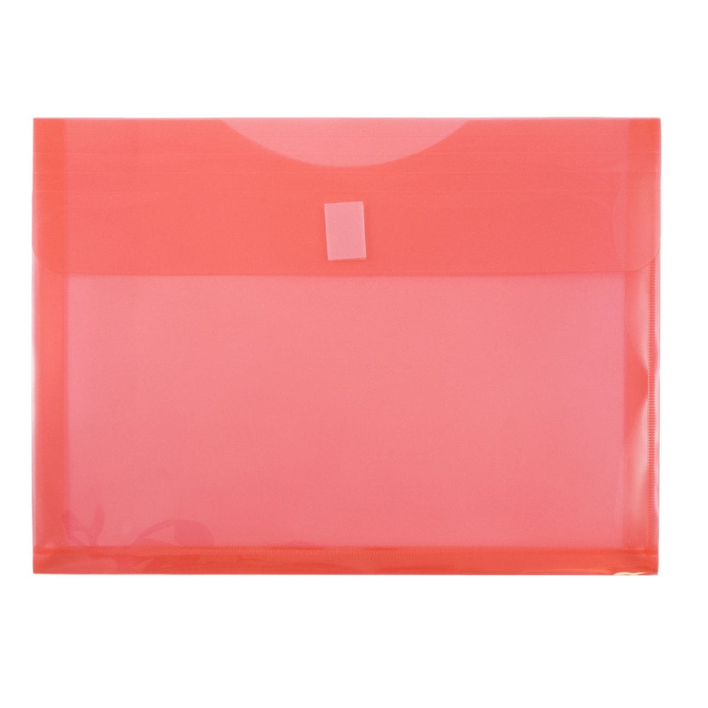 JAM Paper Plastic Expansion Envelopes, Hook & Loop, Letter Booklet, 9 3/4 x 13, 1 in Expansion, Red, 3/Pack