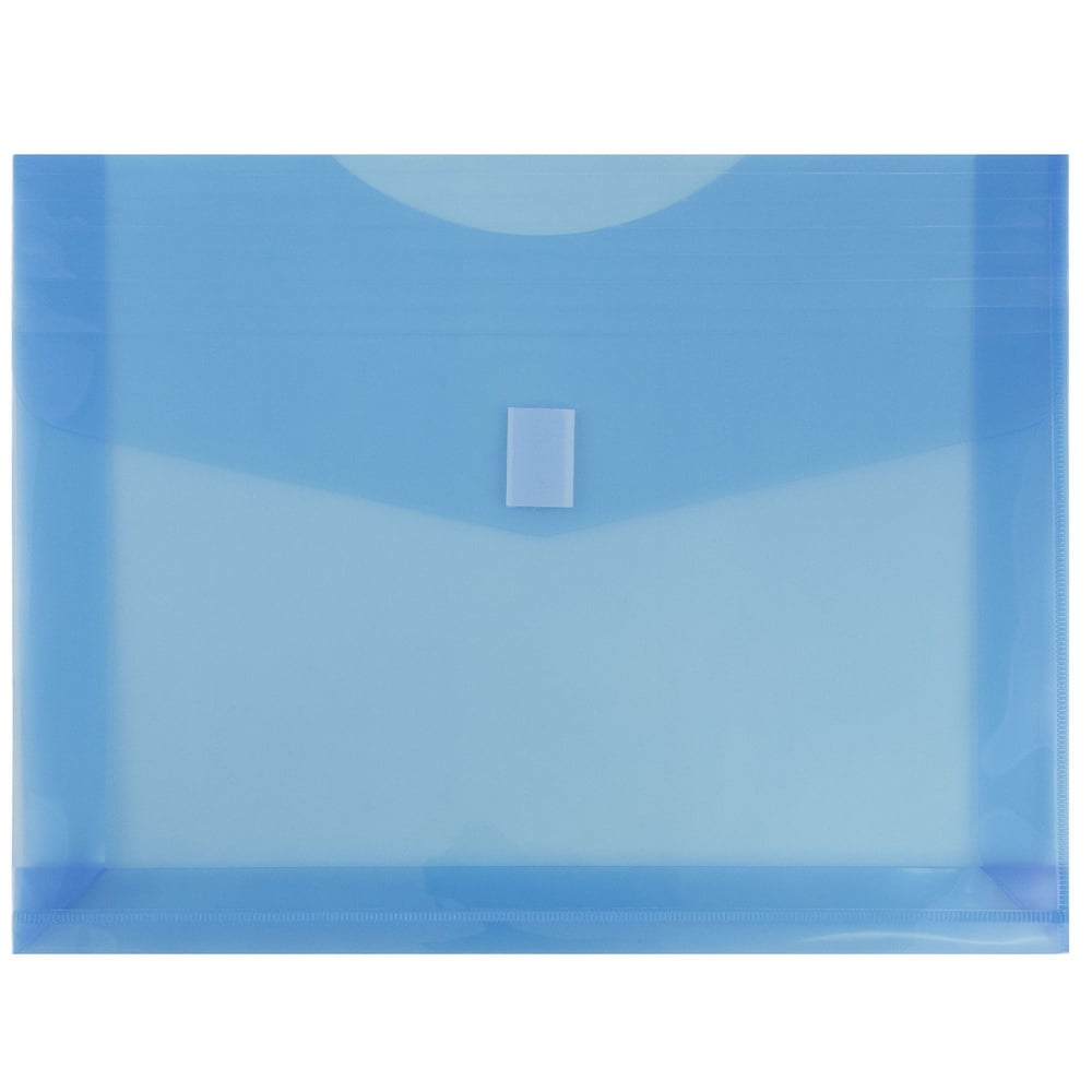 JAM Paper Plastic Expansion Envelopes, Hook & Loop, Letter Booklet, 9 3/4 x 13, 2 in Expansion, Blue, 3/Pack