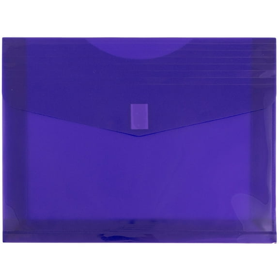 JAM Paper Plastic Expansion Envelopes, Hook & Loop, Letter Booklet, 9 3/4 x 13, 2 in Expansion, Purple, 3/Pack