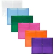 JAM Paper Plastic Expansion Envelopes with Elastic Band Closure, Letter Booklet, 9 3/4 x 13 with 2.5 Expansion, Assorted Colors, 6/Pack