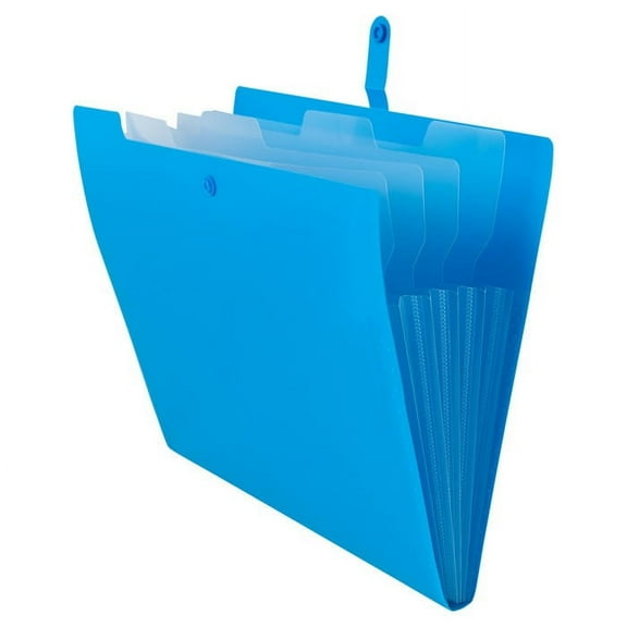 JAM Paper Plastic File Folder with Snap Closure, 5 Pocket, 9 x 11 1/2, Blue, 1/Pack