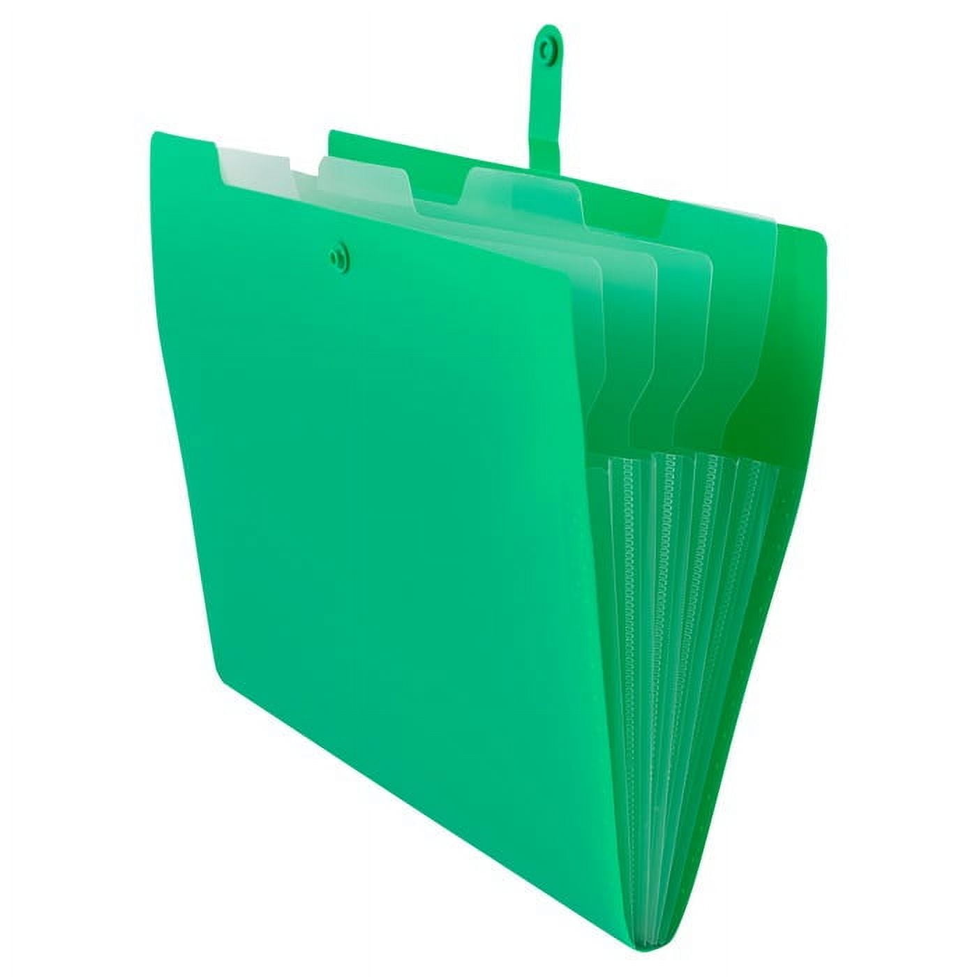 JAM Paper Plastic File Folder with Snap Closure, 5 Pocket, 9 x 11 1/2, Green, 1/Pack