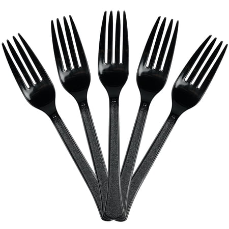 JAM Paper Plastic Forks, Black, 50/Pack