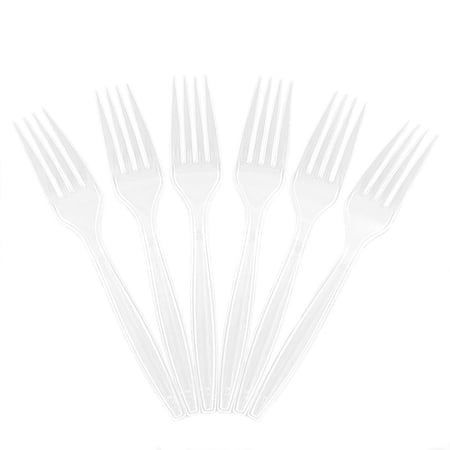 JAM Paper Plastic Forks, Clear, 100 Disposable Forks/Box