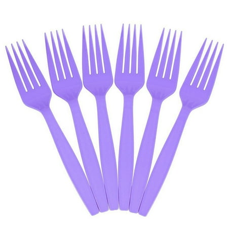 JAM Paper Plastic Forks, Purple, 100 Disposable Forks/Box