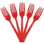 JAM Paper Plastic Forks, Red, 50 Disposable Forks/Pack