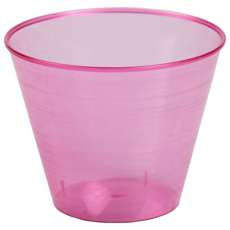 JAM Paper Plastic Glasses Party Pack, 9 oz, Fuchsia Hot Pink, 72 Disposable Plastic Cups/Pack
