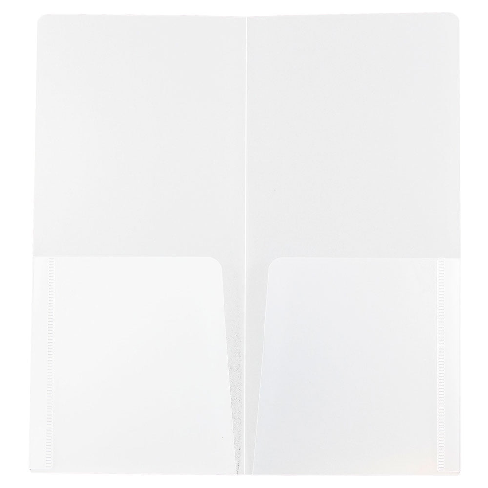 JAM Paper Plastic Heavy Duty Two Pocket Folders, Mini, 4 1/4 x 9 1/8, Clear, 6 pack