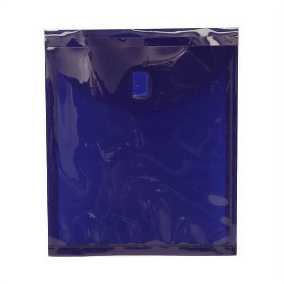 JAM Paper Plastic Hook & Loop Envelopes, 9.8x11.8x1, 12/Pack, Dark Blue, 1 Inch Expansion