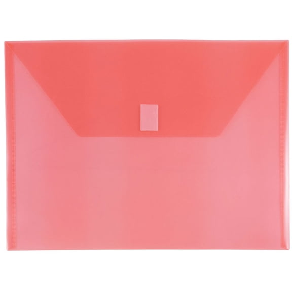 JAM Paper Plastic Hook & Loop Envelopes, 9.8x13, Red, 12/Pack