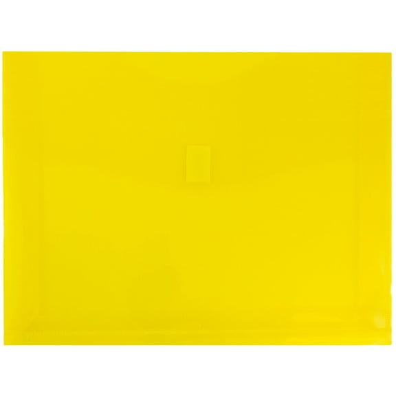 JAM Paper Plastic Hook & Loop Envelopes, 9.8x13x2, 12/Pack, Yellow, 2 Inch Expansion