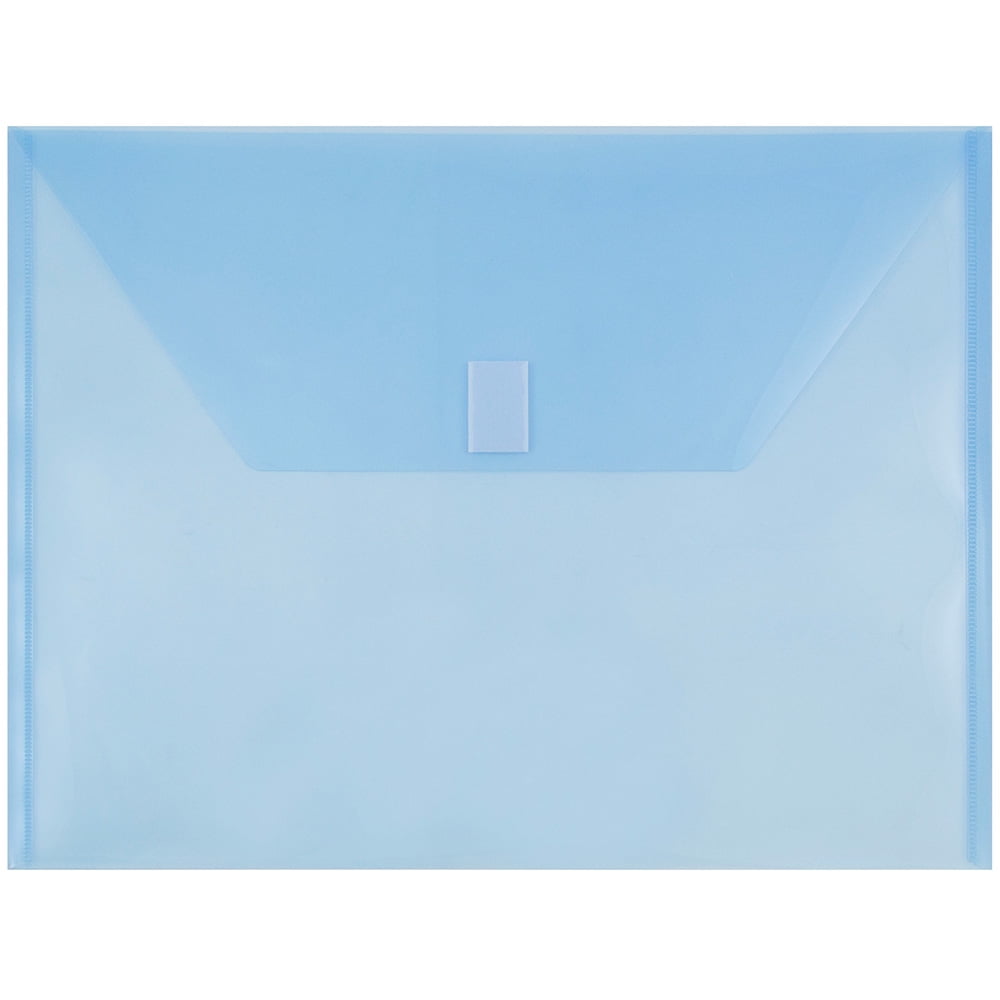 JAM Paper Plastic Hook & Loop Envelopes, Blue, 9 3/4 x13, 12/Pack