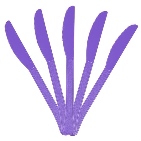 JAM Paper Plastic Knives, Bright Purple, 48 Disposable Knives/Pack