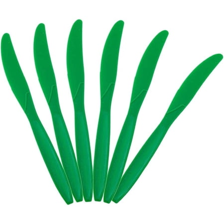 JAM Paper Plastic Knives, Green, 100 Disposable Knives/Box