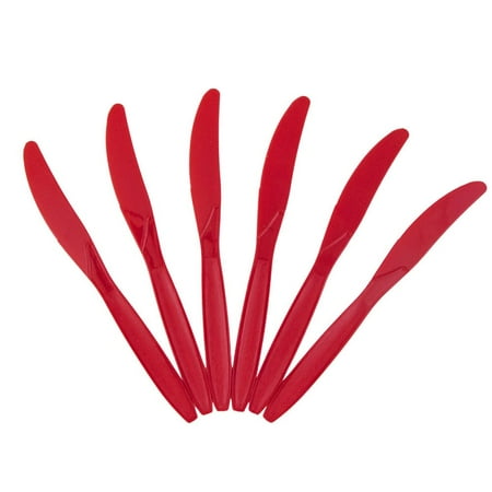JAM Paper Plastic Knives, Red, 100 Disposable Knives/Box