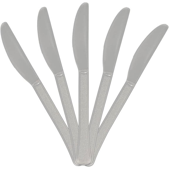 JAM Paper Plastic Knives, Silver, 48 Disposable Knives/Pack